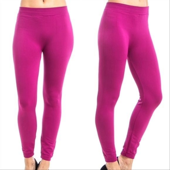 Pants - MAGENTA FLEECED LEGGGINGS